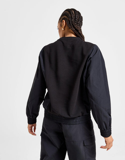 Woven Panel Crew Sweatshirt