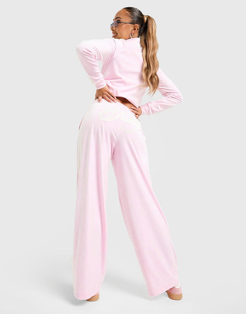 Script Velour Wide Track Pants
