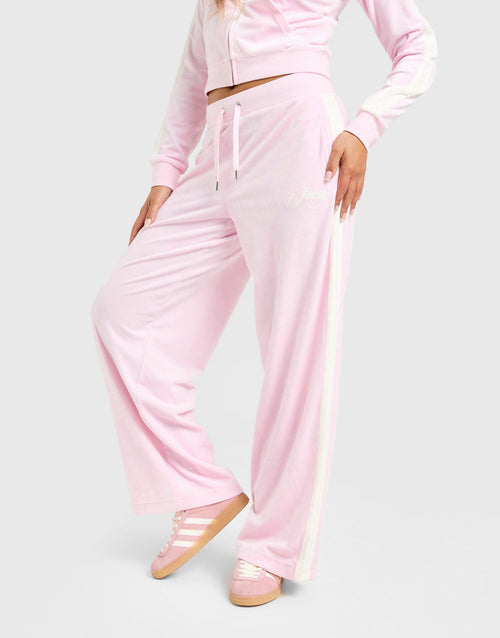 Script Velour Wide Track Pants