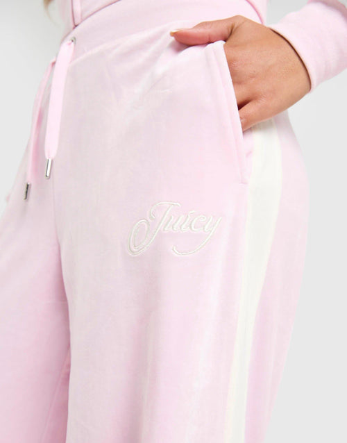 Script Velour Wide Track Pants