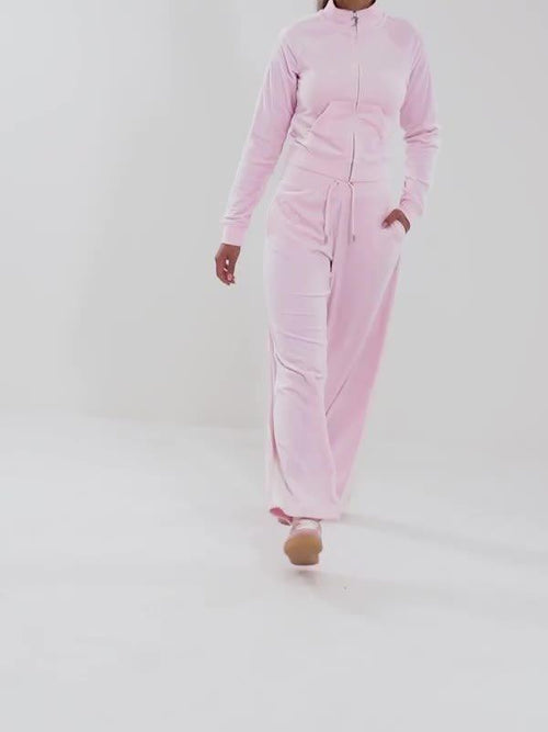 Script Velour Wide Track Pants