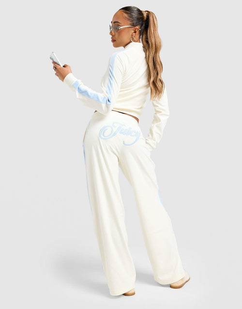 Script Velour Wide Track Pants