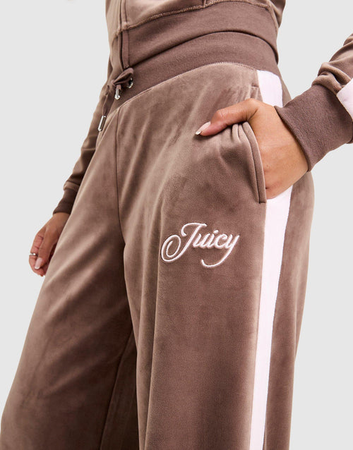 Script Velour Wide Track Pants