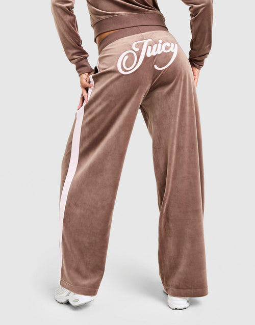 Script Velour Wide Track Pants