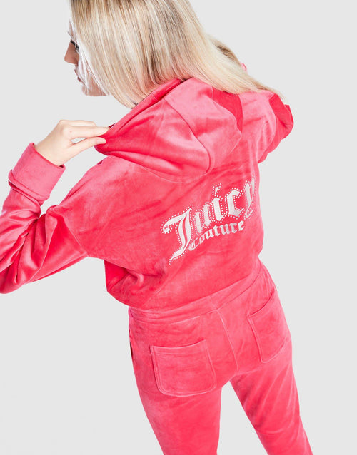 Girls' Velour Glitter Full Zip Tracksuit Children