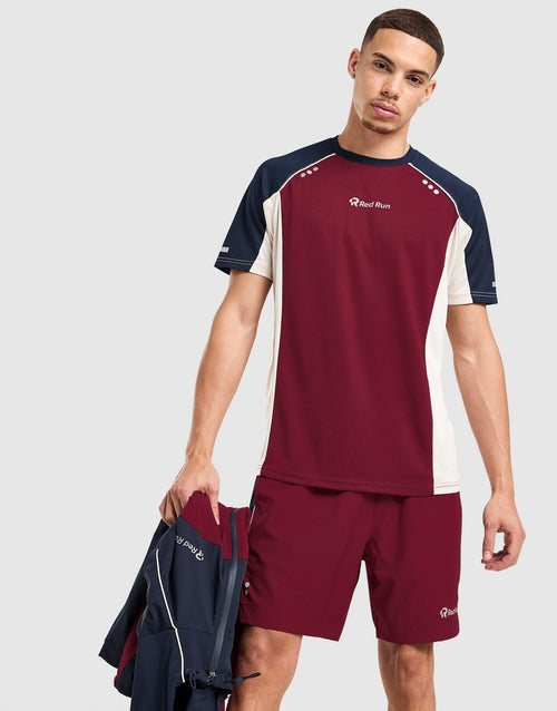 Crimson Wave Panel Sport Shorts