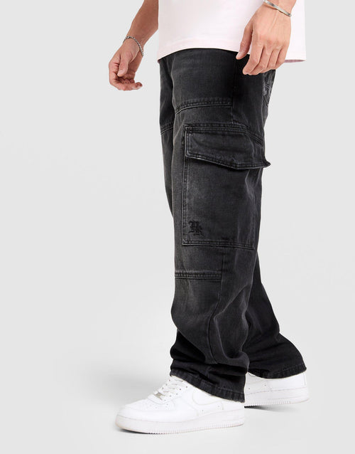 Script Cargo Denim Jeans