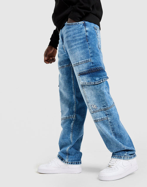 Script Cargo Denim Jeans