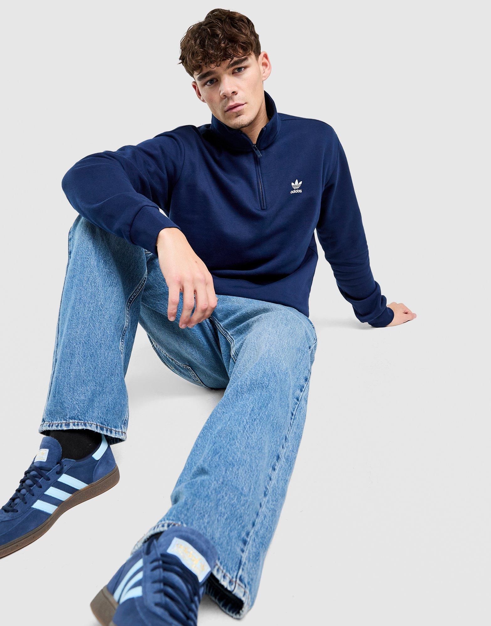 ブルー Blue adidas Trefoil Essentials 1/4 Zip Sweatshirt - JD Sports Malaysia
