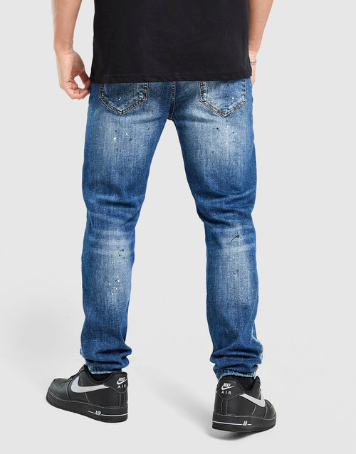 Rhinestone Slim Ripped Jeans