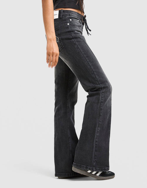 Cross Lace Up Denim Jeans