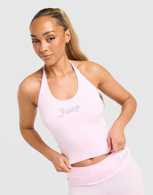 Jersey Diamante Halter Vest Top