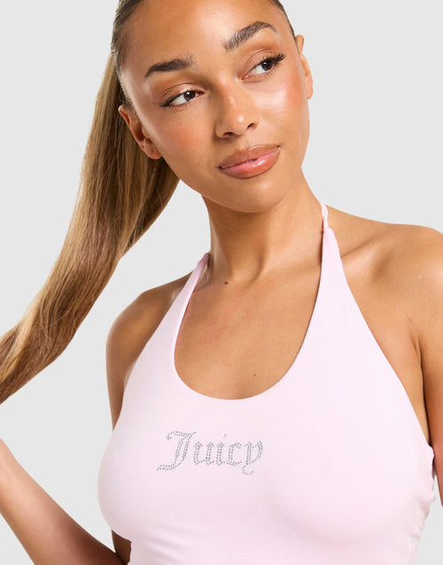 Jersey Diamante Halter Vest Top