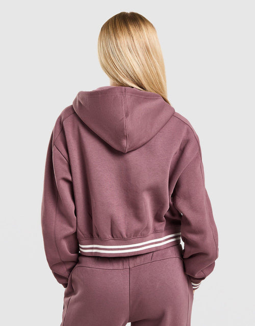 Cropped Ribbed Full Zip Hoodie
