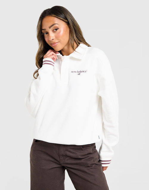 Long Sleeve Fleece Polo Sweatshirt