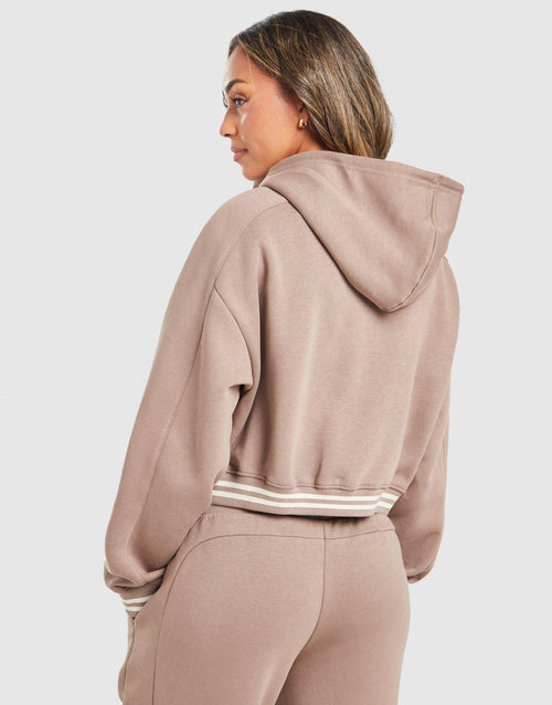 Cropped Ribbed Full Zip Hoodie