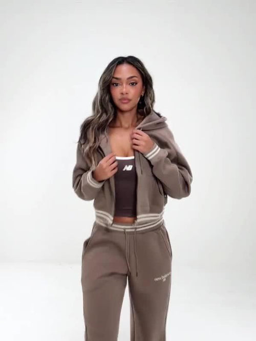 Cropped Ribbed Full Zip Hoodie