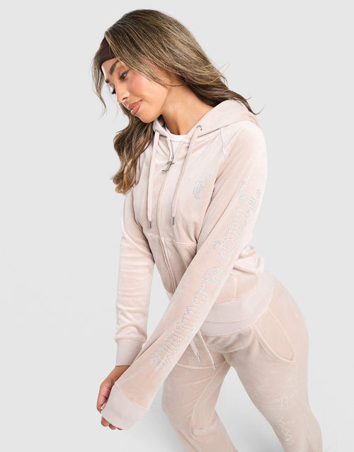 Outline Diamante Full Zip Hoodie