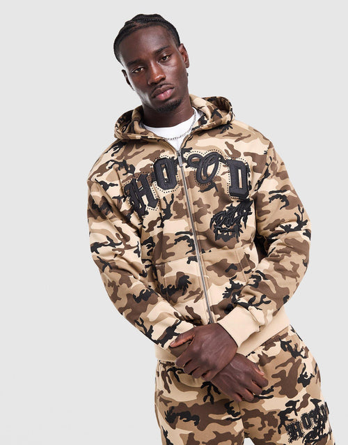 Camo Iron All Over Print Full Zip Hoodie