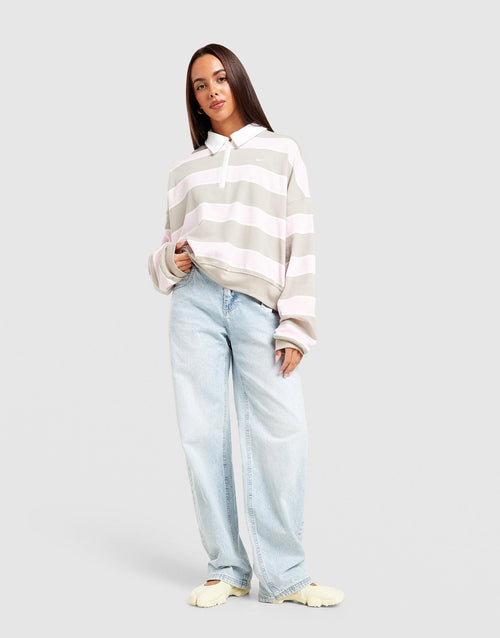 Cropped Stripe Rugby Polo Shirt