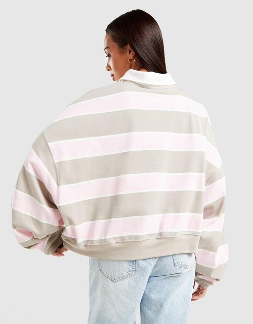 Cropped Stripe Rugby Polo Shirt