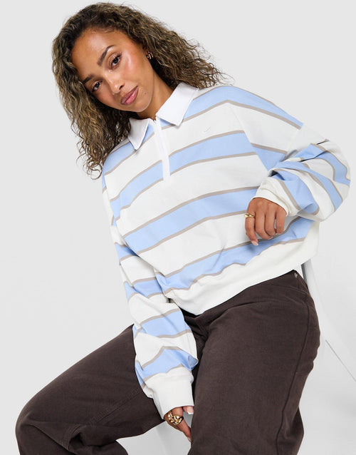 Cropped Stripe Rugby Polo Shirt