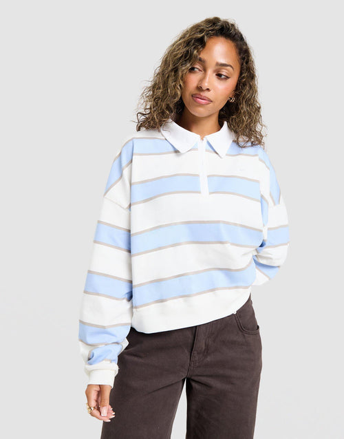Cropped Stripe Rugby Polo Shirt