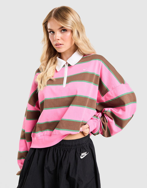 Cropped Stripe Rugby Polo Shirt