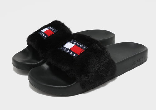 TJ Flag Logo Fur Pool Slide Women's