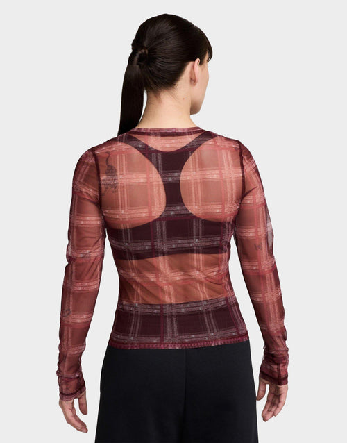 Sportswear Slim Plaid Mesh Top