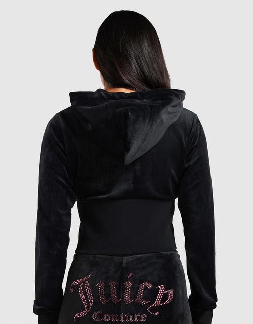 Hooded Full Zip Velour Crystal