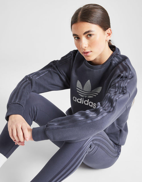 Girls' Glitter Trefoil Crew Sweatshirt Junior