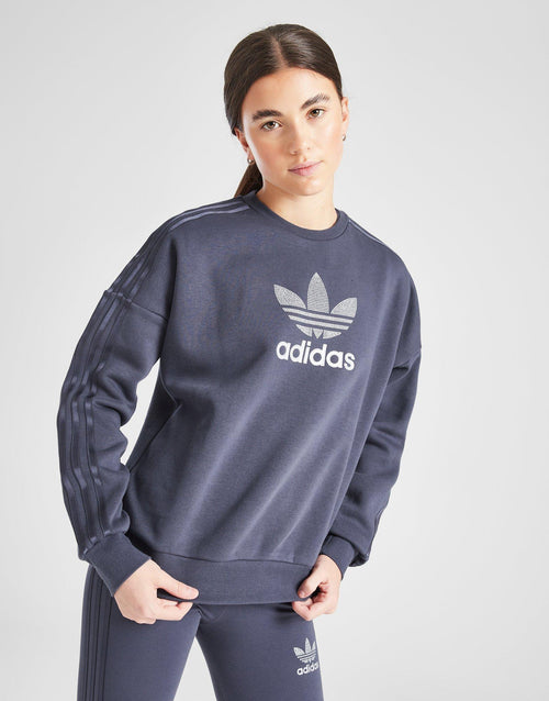 Girls' Glitter Trefoil Crew Sweatshirt Junior