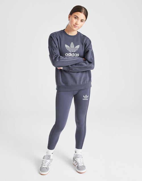 Girls' Glitter Trefoil Crew Sweatshirt Junior