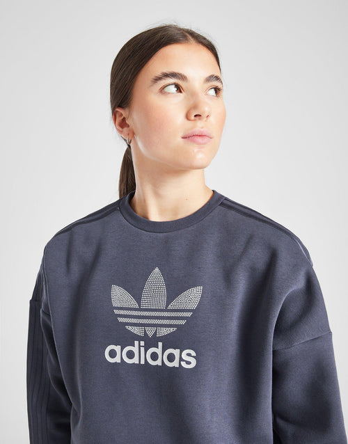 Girls' Glitter Trefoil Crew Sweatshirt Junior