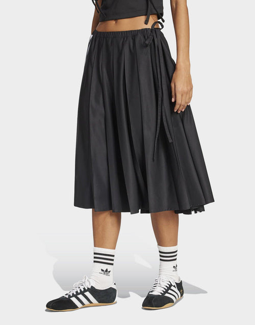 Ribbon Pleated Maxi Skirt