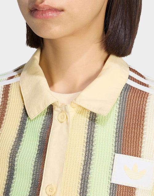 ADIDAS ORIGINALS SUMMER GLOW STRIPED CROPPED POLO