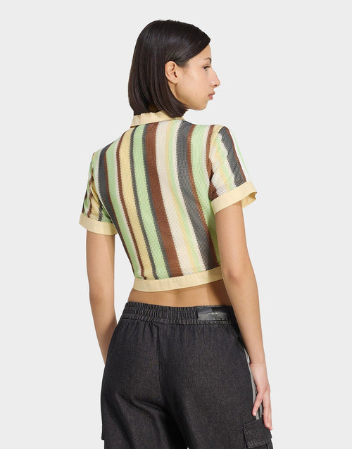 ADIDAS ORIGINALS SUMMER GLOW STRIPED CROPPED POLO