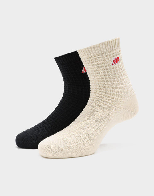 Waffle Knit Ankle Socks 2 Pack