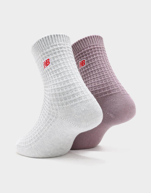 Waffle Knit Ankle Socks 2 Pack