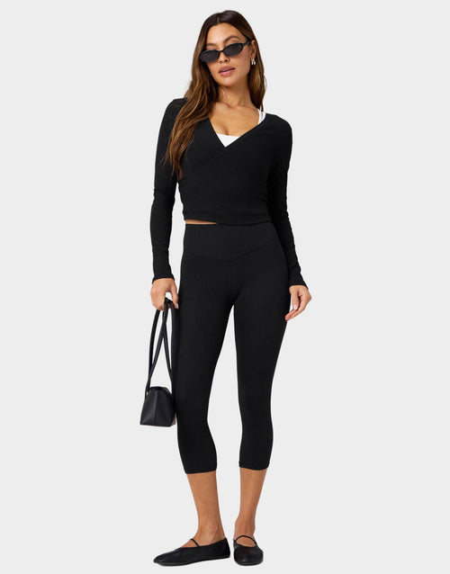 Modal Rib V-Neck Long-Sleeve Top