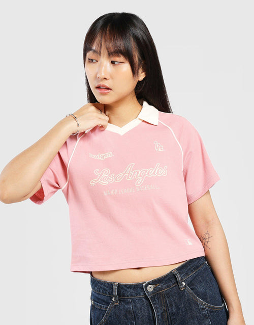 MLB Los Angeles Dodgers V-Neck Crop Polo