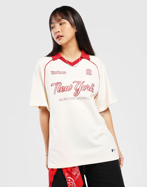 MLB New York Yankees V-Neck Oversized Polo Jersey