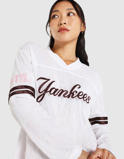 NY Yankees Lace Jersey Long-Sleeve Top