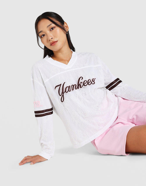 NY Yankees Lace Jersey Long-Sleeve Top