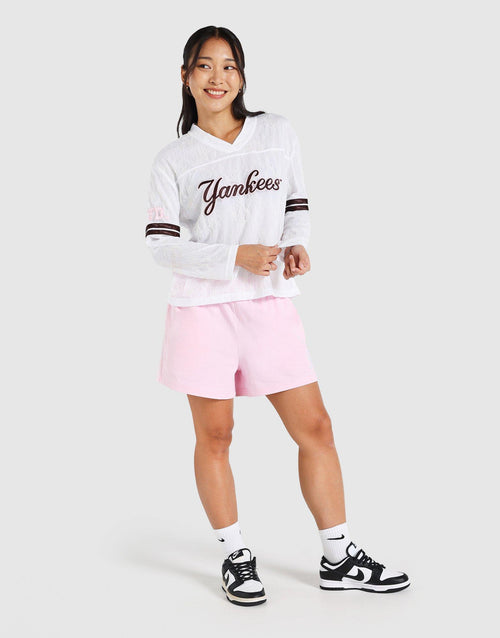 NY Yankees Lace Jersey Long-Sleeve Top