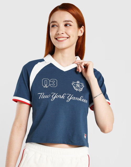 Panel Crop Polo T‑Shirt
