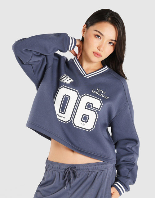 V-Neck Rib Sweatshirt