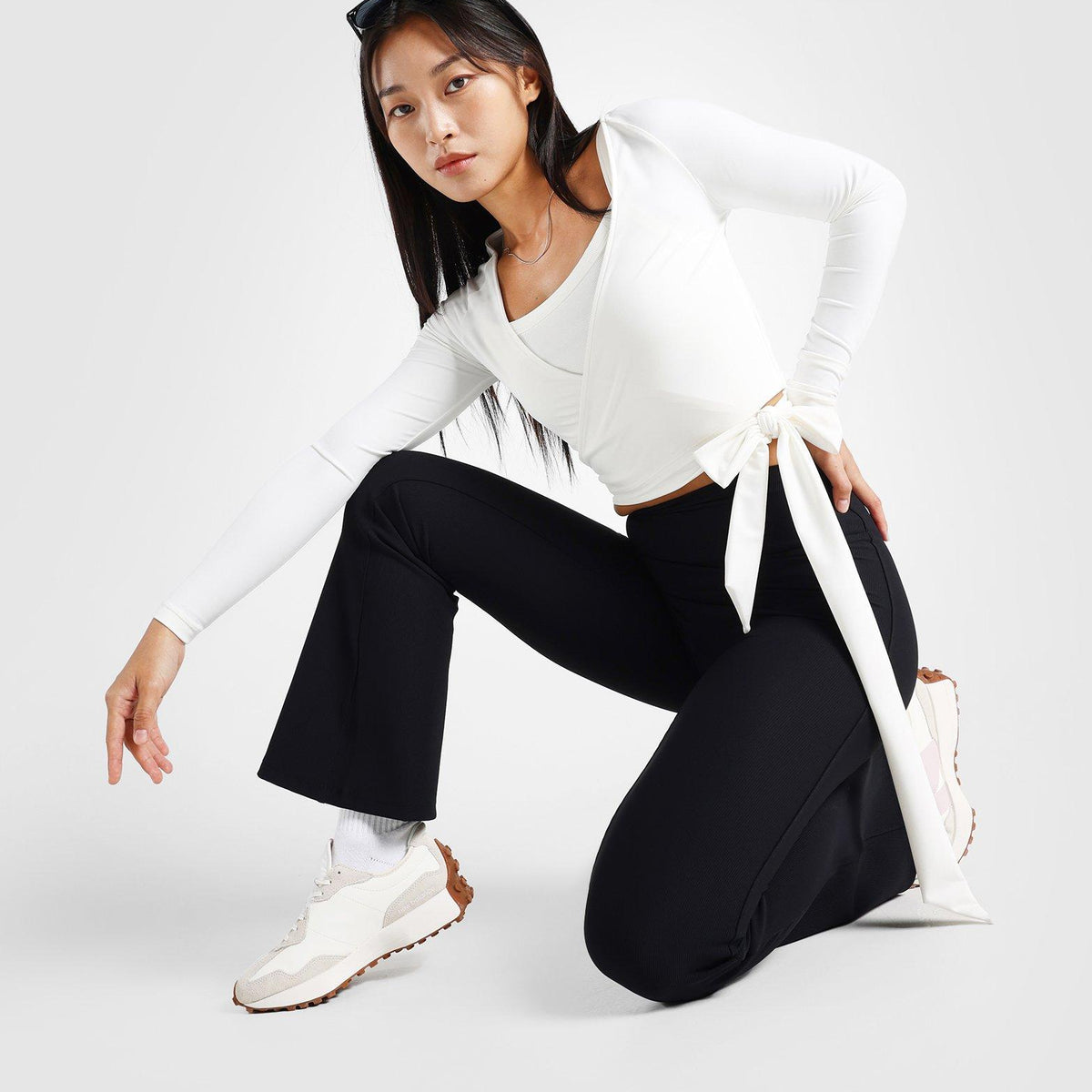 White cheak Wrap Long Sleeve Top - JD Sports Singapore – JD Sports Malaysia