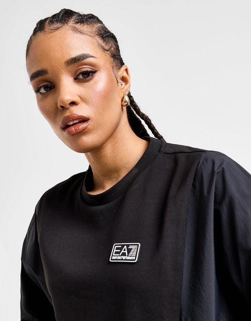 Woven Panel Crew Sweatshirt